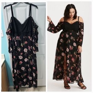 Torrid Floral Cold Shoulder Maxi sz 22